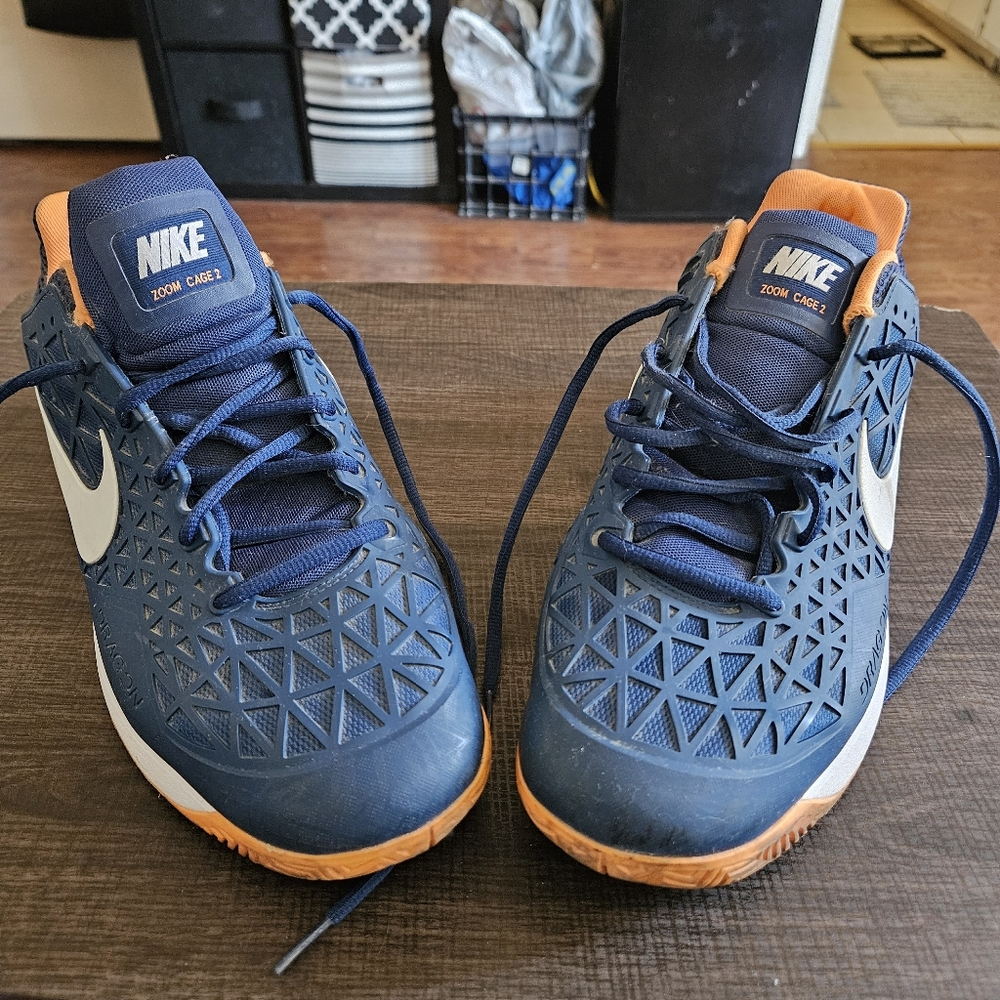 Nike Men's Zoom Cage 2 size 14 orange and blue